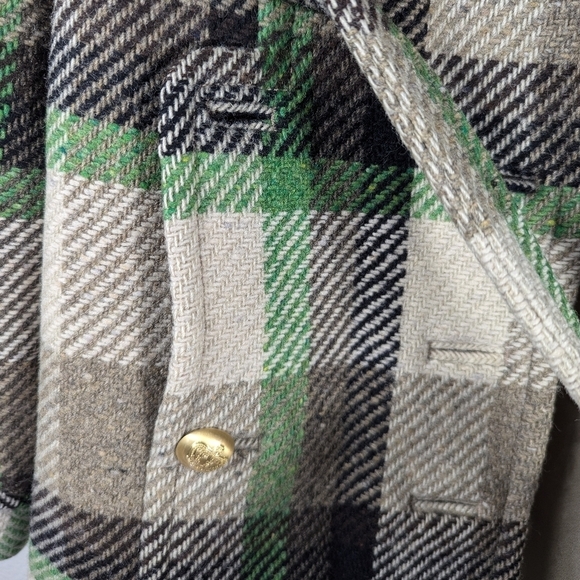 Juicy Couture Y2K Wool Plaid Coat with Faux Fur Collar Belted Gold Buttons Sz P - Picture 7 of 16